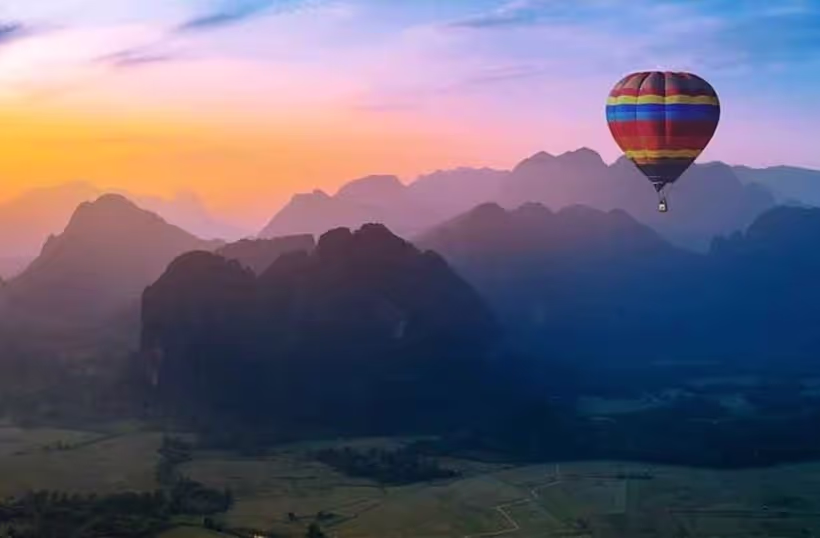Hot Air Balloon in the sky of Vang Vieng